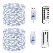 ZOELNIC copper wire string lights 200LED cool white 2 pcs