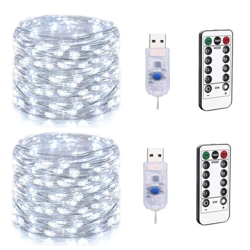ZOELNIC copper wire string lights 200LED cool white 2 pcs