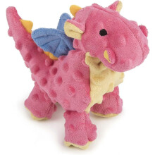 goDog Dragon avec technologie anti-mastication, grande peluche robuste pour chien, corail
