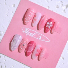 Frely's almond press-on nails handmade holiday gift set S