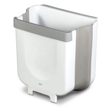 Glad Roomate Collapsible Waste Bin | Compact Travel Trash Can with Space-Saving Expandable Design | Indoor and Outdoor Disposal Basket, 2 Gallon, Whit
