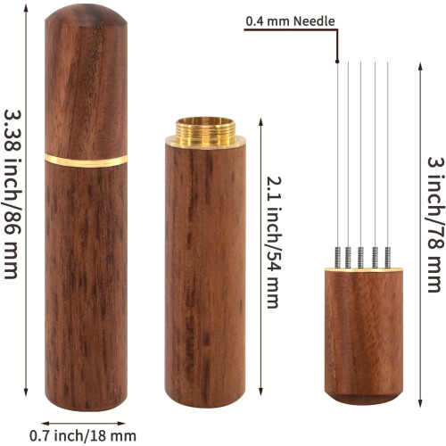 Espresso stirrer with 5 needles 0.4mm rosewood handle 1