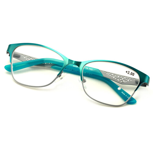 Women's cat-eye optical reading glasses metal frame clear