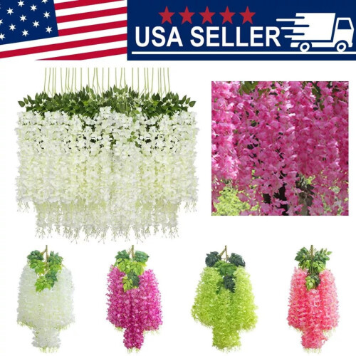 Artificial Wisteria Vine Garland White 12 pcs 2