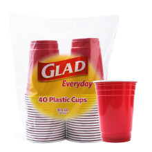 Gobelets en Plastique Jetables Glad pour Usage Quotidien | Gobelets Rouges Solides de 18 Oz, 40ct