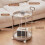 WSYW Side Table with Wheels White 2-Tier Waterproof 5