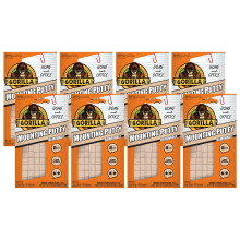 Gorilla Montage Putty, Niet-toxische Plakadhesief, Verwijderbaar & Herpositioneerbaar, 84 Vooraf Geknipte Vierkanten, 8pk - 2oz/56g