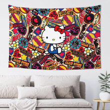 Hello Kitty tapestry pink cat wall hanging 6