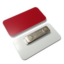 Naamlabel/Badge Leeg - 25 Pack - Rood 1-1/2" X 3", Ronde Hoeken, Magnetische Achterkant