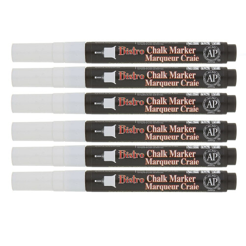 Bistro Einzelner Weißmarker, Extra feine Spitze, 6er Pack