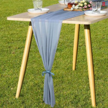 ZOELNIC chiffon wedding table runner blue 28 x 120 inch