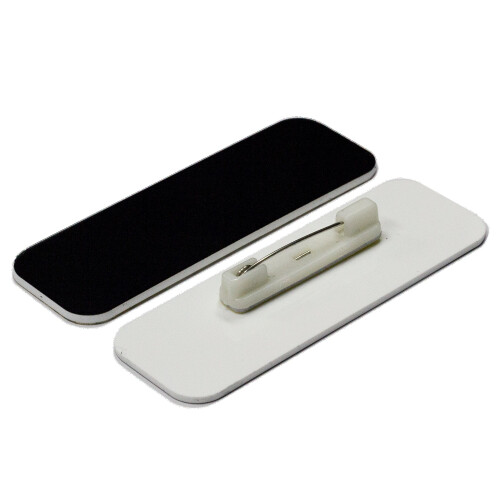 Name Tag/Badge Blanks - 25 Pack - Black 1" X 3", Round Corners, Pin