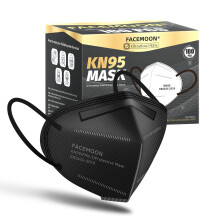 Masques Faciaux KN95 Noirs Adultes - 100 Masques KN95 Jetables Confortables 5 Couches & 5 Extenseurs Ajustables