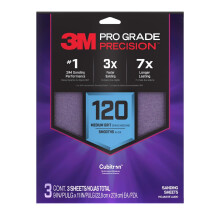 3M SHR120-PGP-3T Pro Grade Precision Faster Sanding, Sanding Sheets, 120-Grit Medium, 9" x 11", 3-Pack