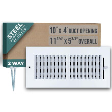 Past 10x4 Luchtopening 2-Weg Stalen Luchtuitlaat van Handua | Ventilatie Grille voor Wand en Plafond | Wit | Buitenafmetingen: 11.