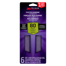 3M SHTR80-PGP-6T Pro Grade Precision Faster Sanding, Sanding Sheets, 80-Grit Coarse, 3-2/3" x 9", 6-Pack