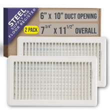 [2-Pak] Geschikt voor 6x10 en 10x6 Luchtopening | Vloerregister met Louvers van Handua | Stevige Loopbare Ontwerp met Damper | Vloer Ventielrooster