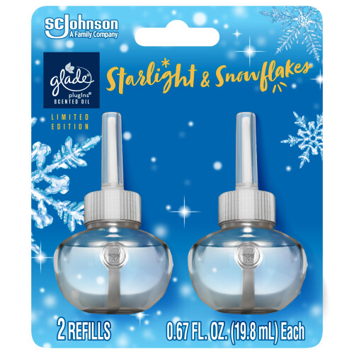 Glade Ricariche Glade PlugIns, Profumo per Casa e Bagno, Starlight & Snowflakes, 1.34 Fl Oz, 2 Pezzi