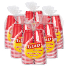 Gobelets en plastique rouge jetables Glad, 16 oz | 100 gobelets solides et robustes