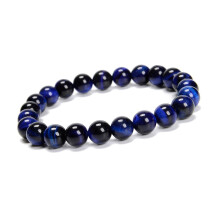Blue Tiger Eye round beaded bracelet 6/8/10mm 7.5 inch 3 pcs