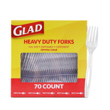 Fourchettes en Plastique Transparent Glad, Ustensiles Jetables, Taille Standard, Pack de 70 - Idéal pour Événements