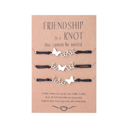 Butterfly Friendship Bracelets for Sisters 3 pcs