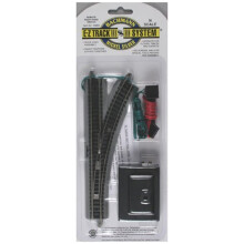 Bachmann Trains - Snap-Fit E-Z TRACK REMOTE WEICHE - RECHTS (1/Karte) - NICKEL-SILBER Gleis mit grauem Untergrund - N Maßstab, 8