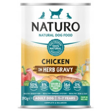 Naturo | Felnőtt - Gabona- és gluténmentes | 390 g-os konzerv - Csirke és édesburgonya, vegyes paprika, bab, fűszeres szószban 390 g