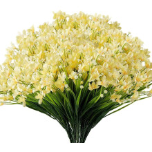 ZOELNIC6PCS Narcisos artificiales resistentes a los rayos UV, flores artificiales para macetas colgantes de exterior, jarrones de porche y
