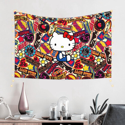 Hello Kitty tapestry pink cat wall hanging 6 1