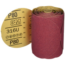 3M Stikit Red Abrasive PSA Disc, 01116, 6 in, P80, 100 Disc Roll for Auto Sanding, Primer Sanding, Rough Feather Edging