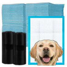 Engangs hygiejniske absorberende måtter til hunde 60x40cm 100 stk + poser