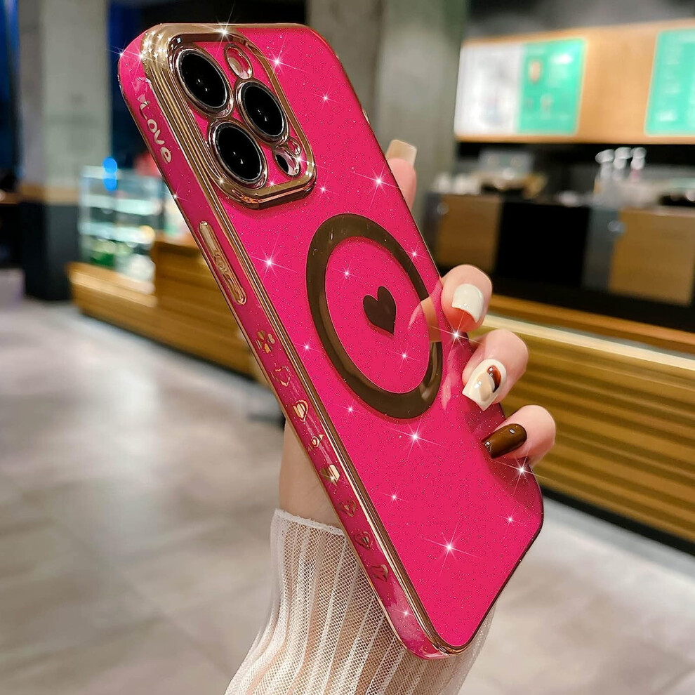 Iphone 14 Pro Max Magnetic Glitter Case 6.7 Inch Love Heart 301029615467