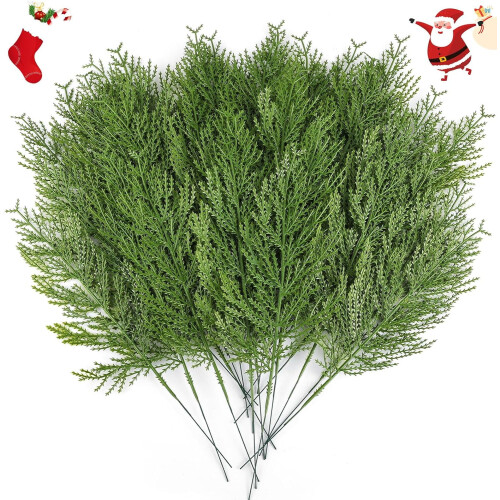 Artificial Pine Sprigs Faux Greenery Stems 15 or 30 pcs