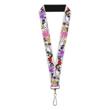 Buckle-Down Lanyard Peanuts, Snoopy y Woodstock Graffiti Multicolor, Elástico
