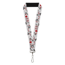 Cinta para el cuello Peanuts Joe Cool Snoopy Gris Negro Rojo Blanco, Elástica