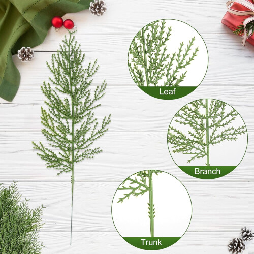 Artificial Pine Sprigs Faux Greenery Stems 15 or 30 pcs 2
