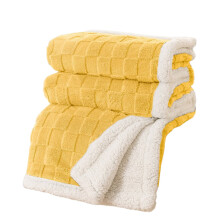 Heated Blanket for Sofa Bed Yellow 3D Grid Design