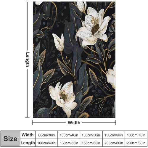 Botanical Black Throw Blanket Microfiber 30x40 inch 1