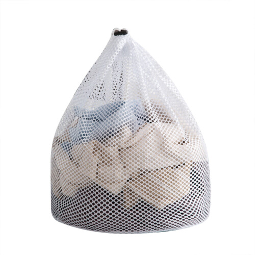 Mesh laundry bag reusable drawstring white