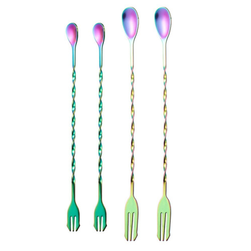 Stainless Steel Bar Mixing Spoon Long Handle 4-Pack