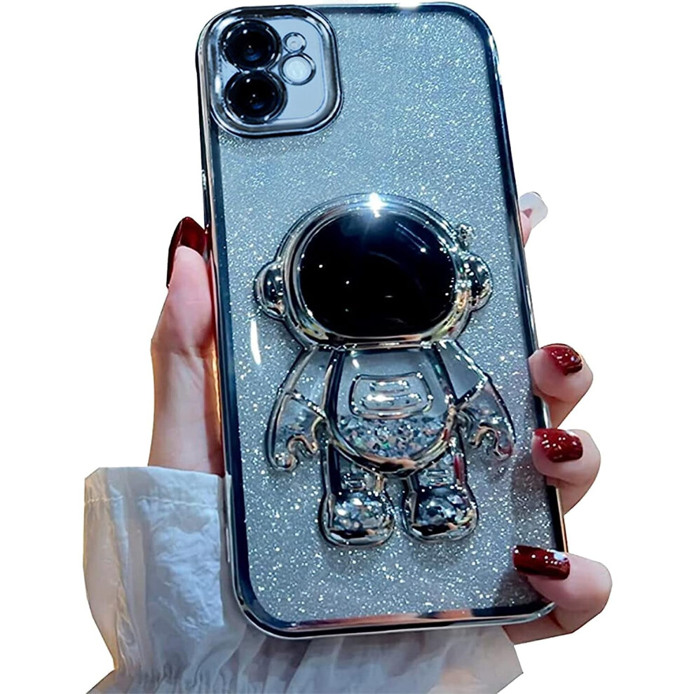 Astronaut Iphone 12 Case Glitter 6D Bling Silver 301029619267
