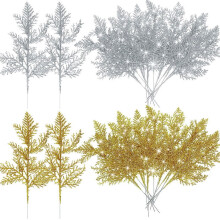 Artificial Pine Branches Silver Gold 20 pcs 13.78 in