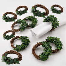 Leaves Napkin Rings Farmhouse Style Set of 12