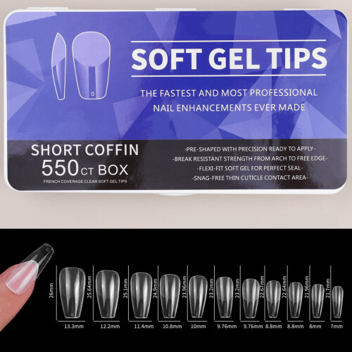 Full Well Nail Tips Διαφανές Κοντό Μισό Κάλυμμα Γαλλικού Νυχιού με Πίεση 1