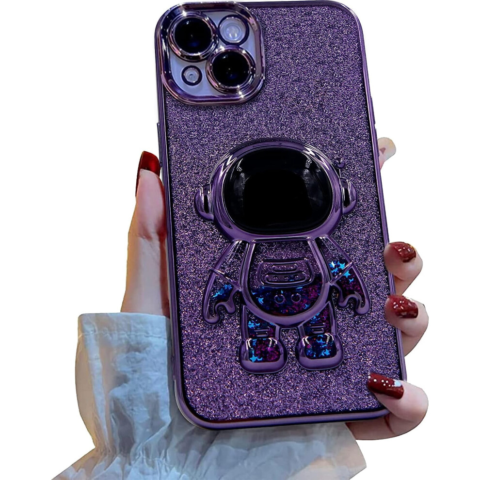 Astronaut Iphone 14 Case Glitter Shockproof Bumper Purple 301029619182