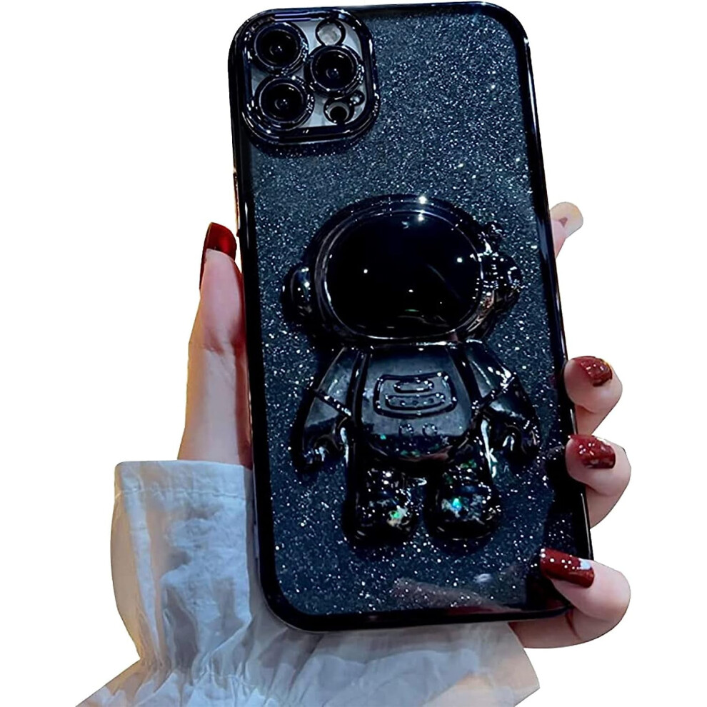 Iphone 12 Pro Astronaut Case Glitter Quicksand Design Black 301029619984