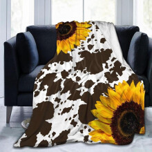 Manta de franela con estampado de girasoles, suave, cálida y mullida, 50 x 60 pulgadas.