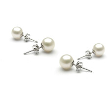 White Gold Plated Brass Pearl Butterfly Earrings Set of 2