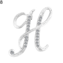 Yesbay rhinestone letter brooch A-Z silver 1 piece